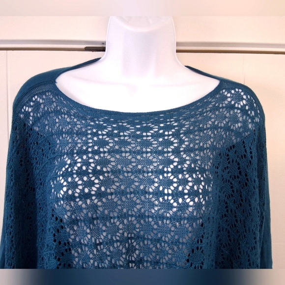 NWT Grace & Lace/ Teal Lace Knit Sweater/ Or Oversized Cardigan/ Size US L to 1X - Picture 5 of 11